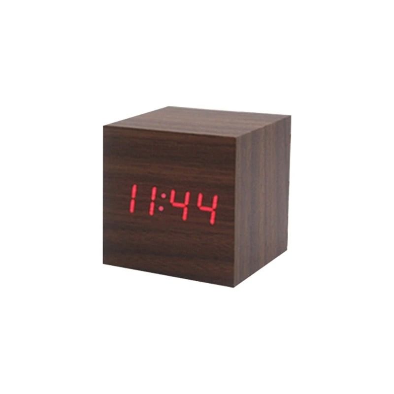 Wooden Cube Voice Control Alarm Clock