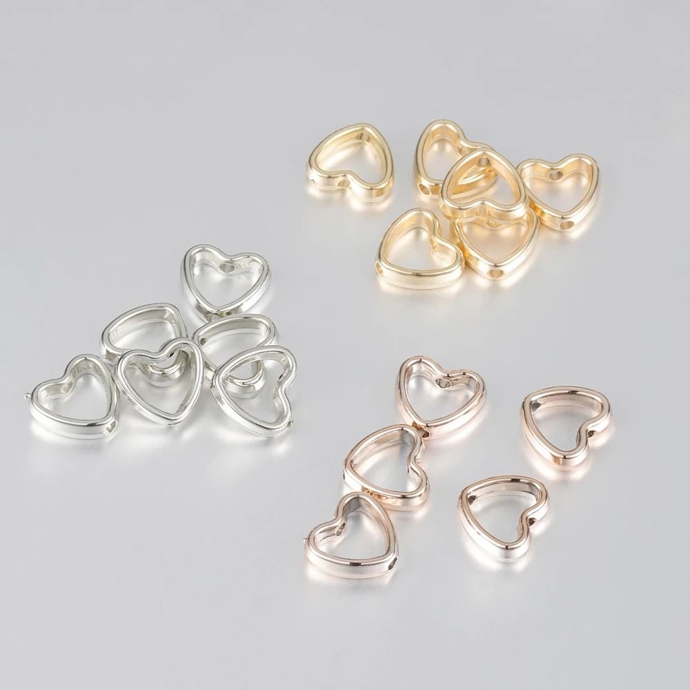 Heart Frame Wrapped Bead Double Straight Hole Spacer Loose Beads for Jewelry Making DIY Findings 50 Pieces Lot