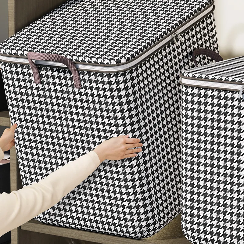 Quilt Storage Box, Dustproof Organizers, Non-Woven Wardrobe Space Saving Bag, House-Moving Bedding Box, Travel Storage