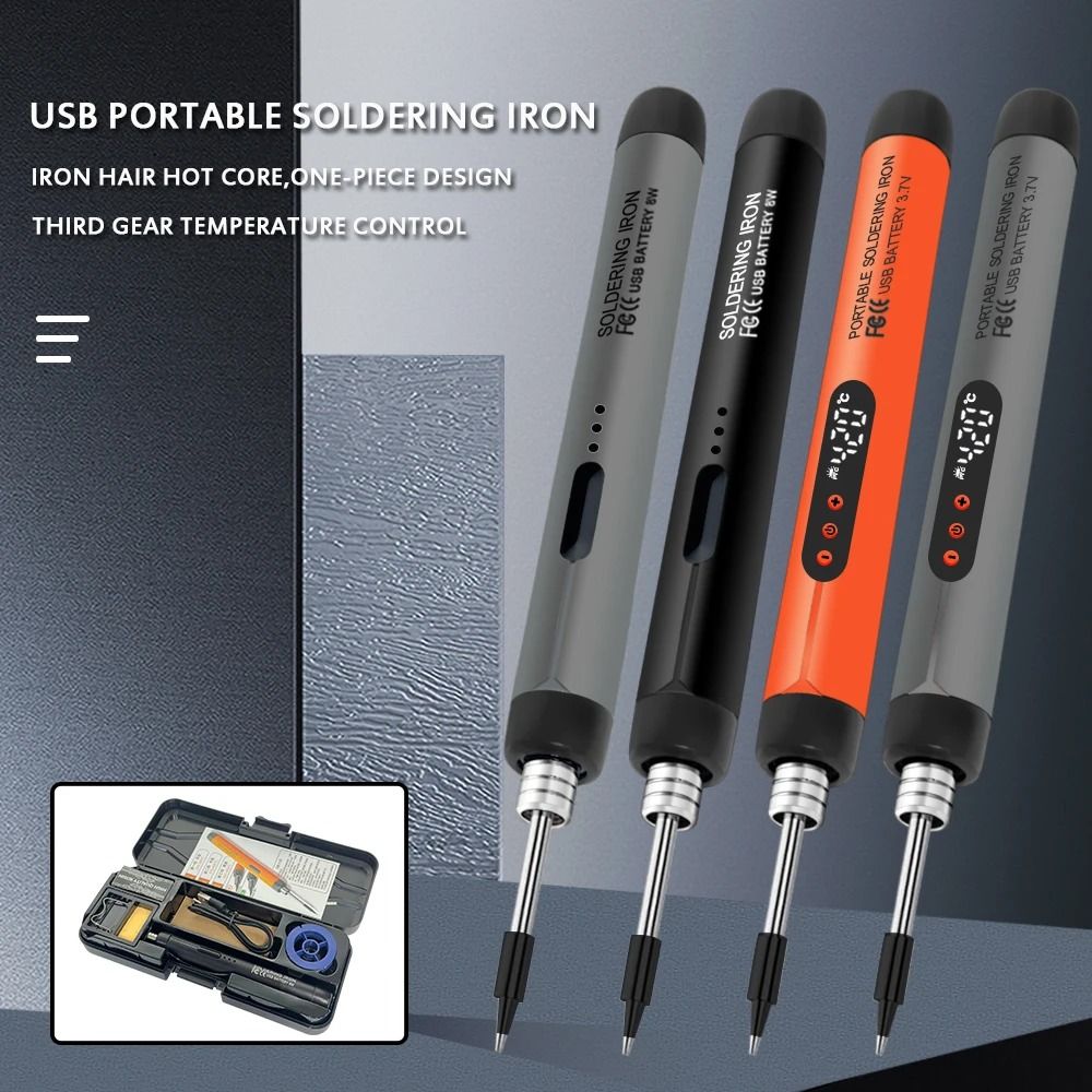 Mini USB Soldering Iron Set with Adjustable Temperature and Rechargeable Battery for Portable Household Repairs