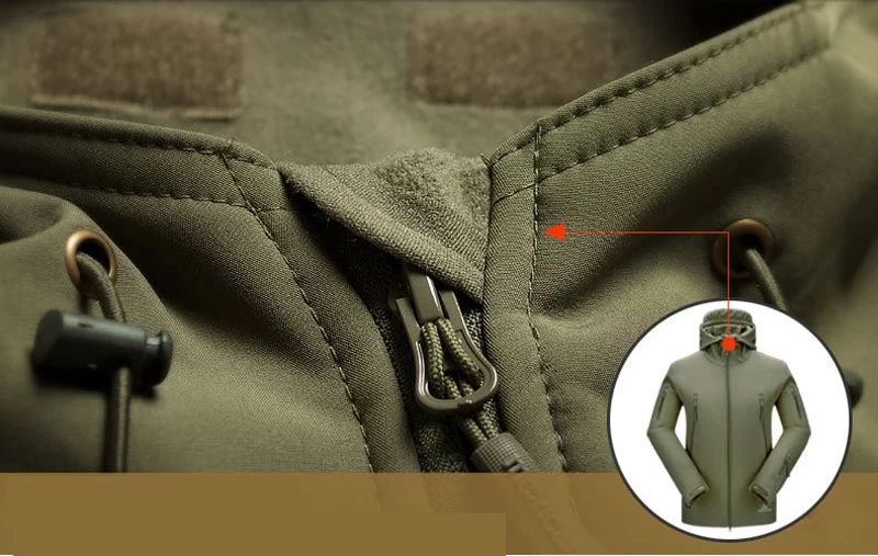 Mens Tactical Soft Shell Jacket Windproof & Waterproof Army Combat Jacket with Hood