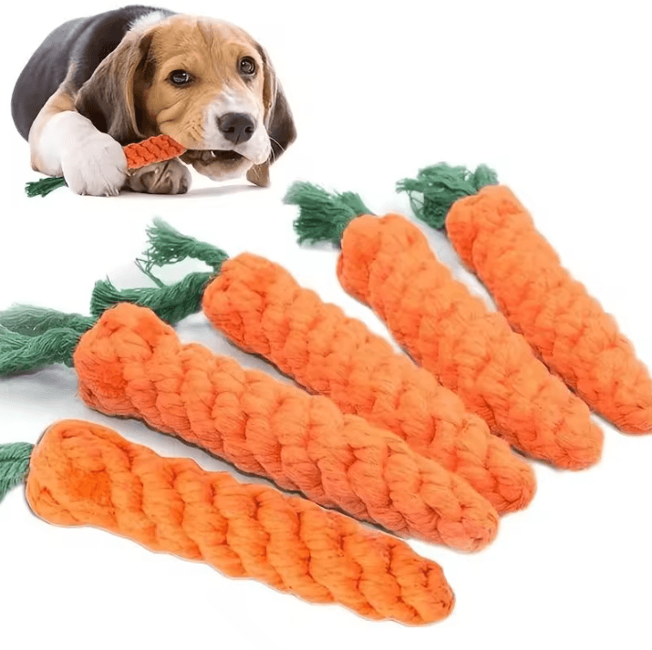 Carrot-Shaped Pet Knot Toy – Cotton Rope Chew Toy for Dogs and Cats