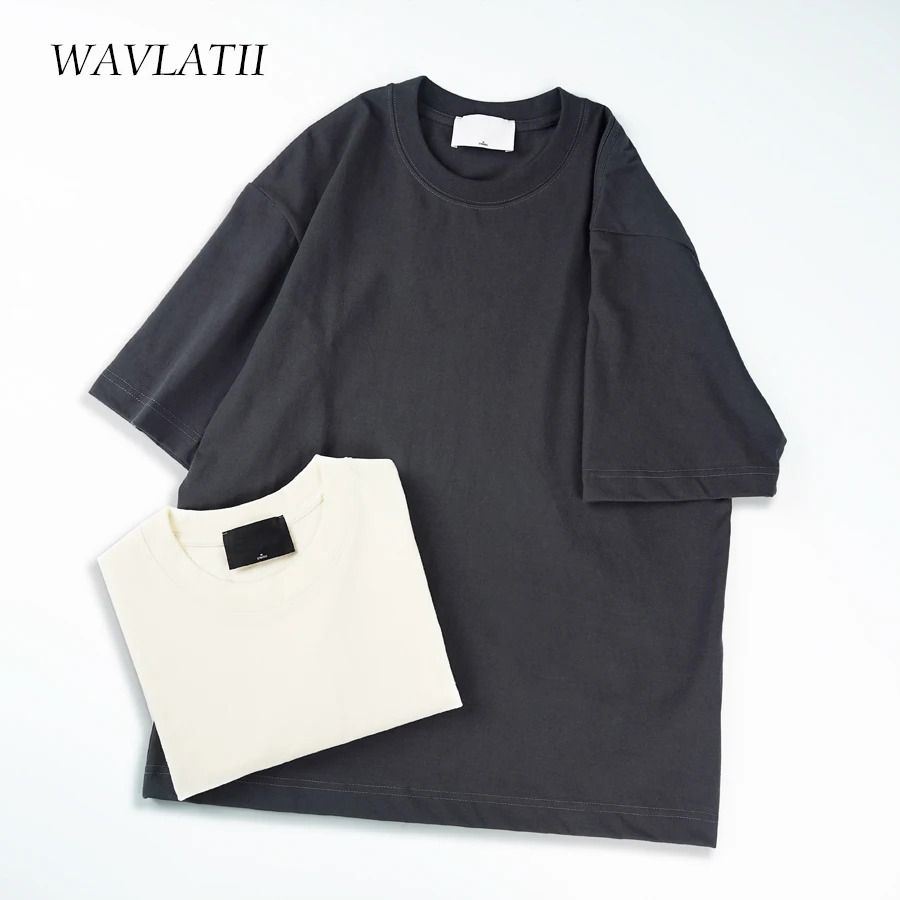 WAVLATII Oversized Summer T Shirt for Men and Women Casual Solid Unisex Streetwear Tee