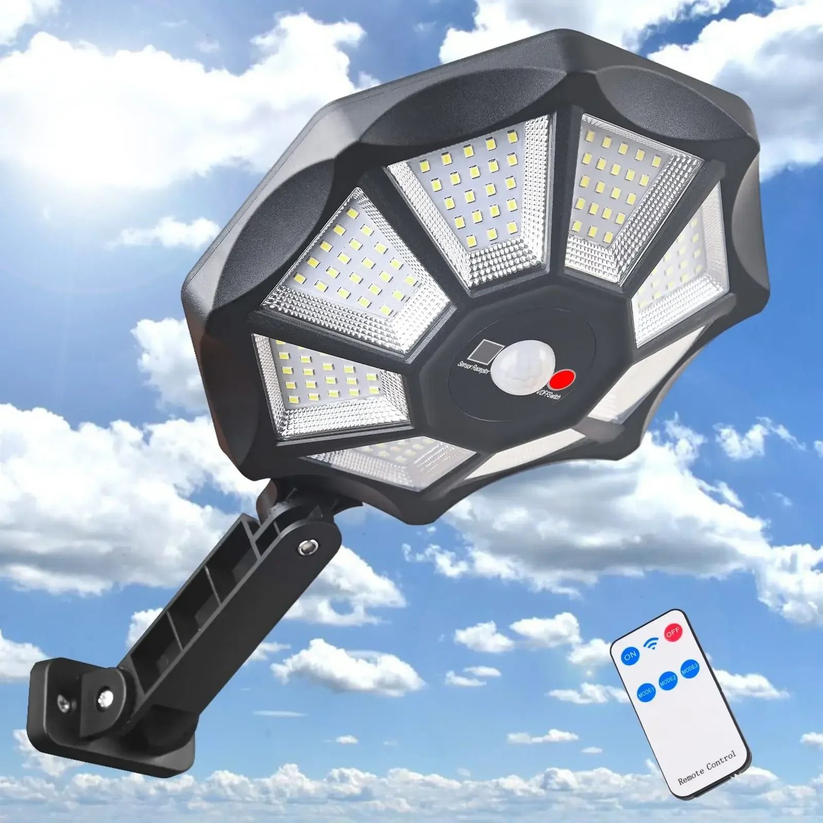 168 LED Solar Street Wall Light | 7000LM High-Brightness Motion Sensor Security Lamp for Yards
