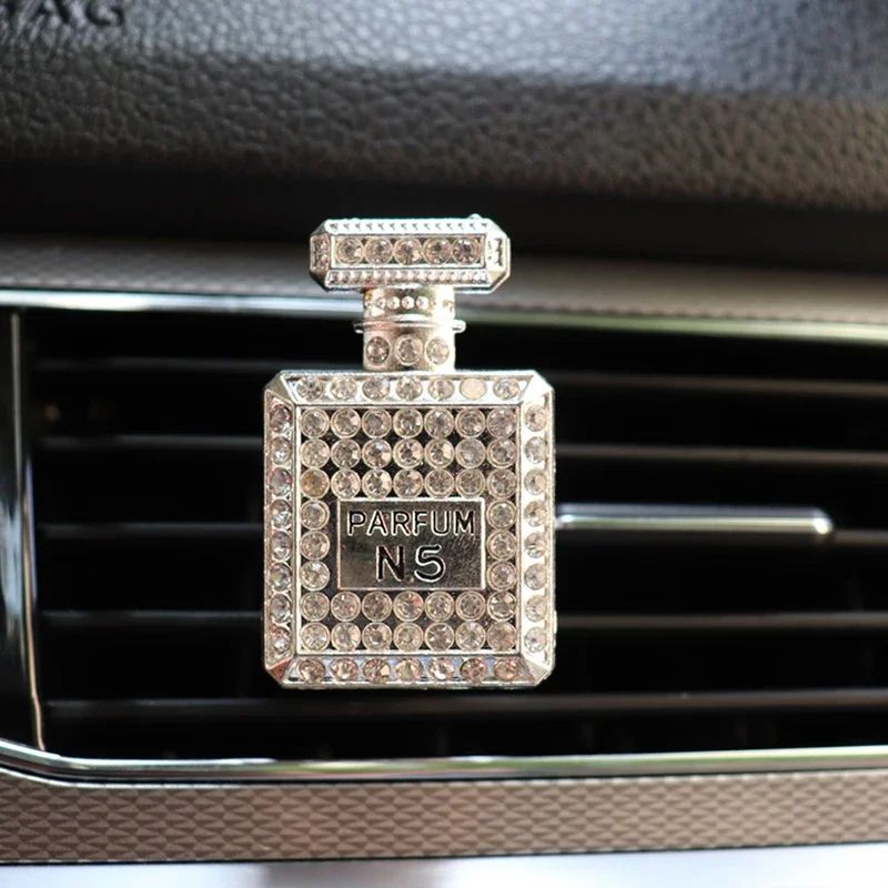 Diamond Crystal Perfume Bottle Vent Clip - Elegant car vent air freshener & Luxe crystal car diffuser