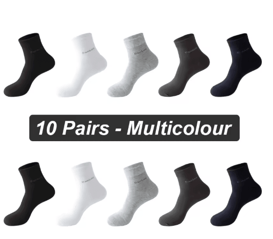 Mens Bamboo Fiber Socks 10 Pair Breathable Antibacterial Casual and Business Set EU 38 46