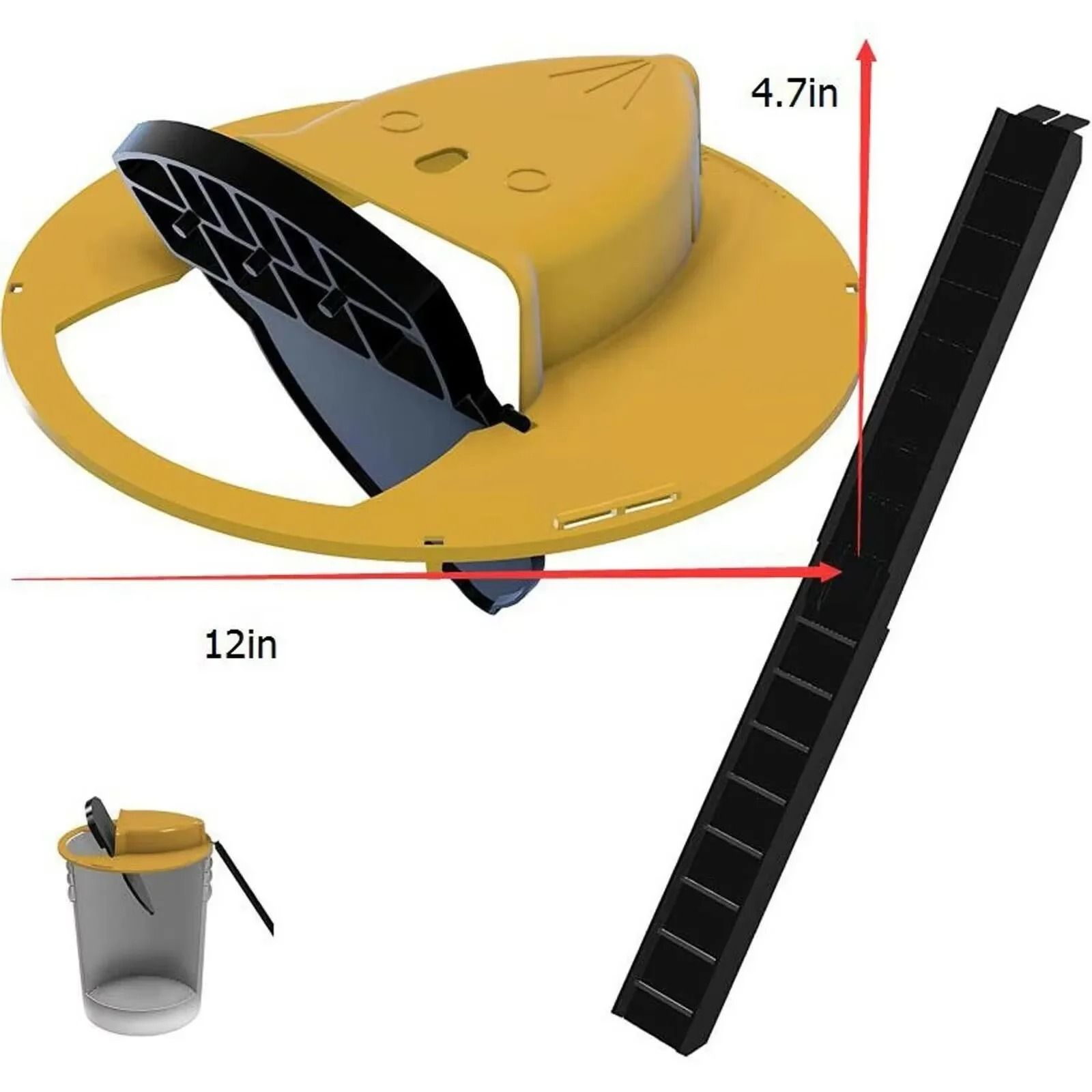 Automatic Smart Bucket Mouse Trap with Flipping Lid and Reset Function
