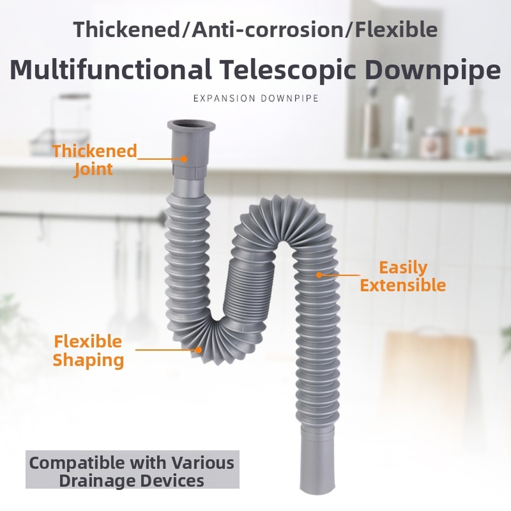 Adjustable Extendable Sink Drain Hose Flexible Drain Pipe for Kitchen & Bathroom
