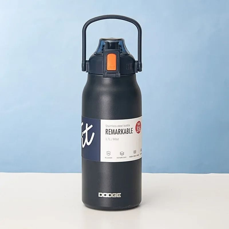 Large Capacity Stainless Steel Tumbler Thermos Bottle with Straw and Lock Lid