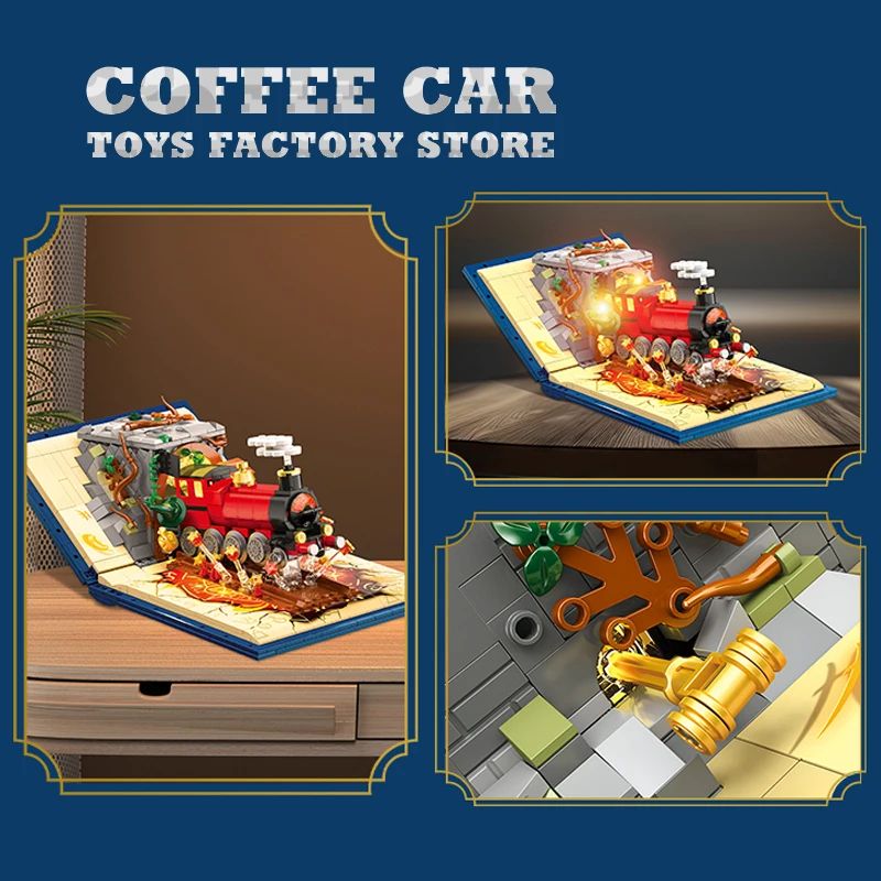 LED Magic Train Building Blocks Set with Locomotive and Station DIY Brick Puzzle Toy