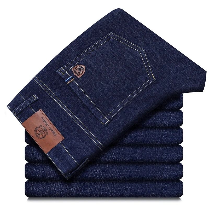 Wthinlee New Business Mens Jeans Casual Straight Stretch Denim Trousers