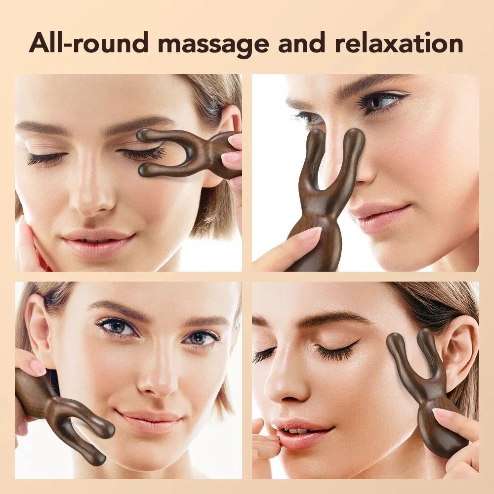 Zen-Sandalwood Sculpting System – Premium Wooden Gua Sha Facial Tool & Head Massager