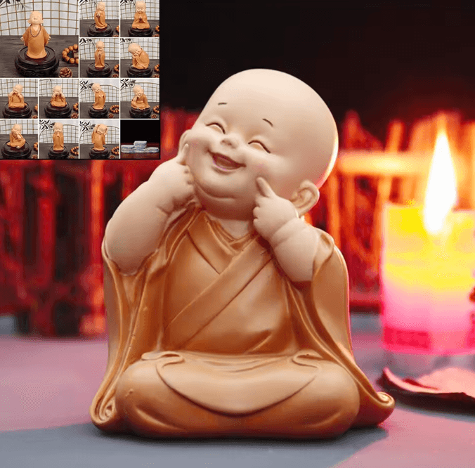Cute Mini Monk Resin Figurine – Zen Buddha Statue for Desk & Home Decor
