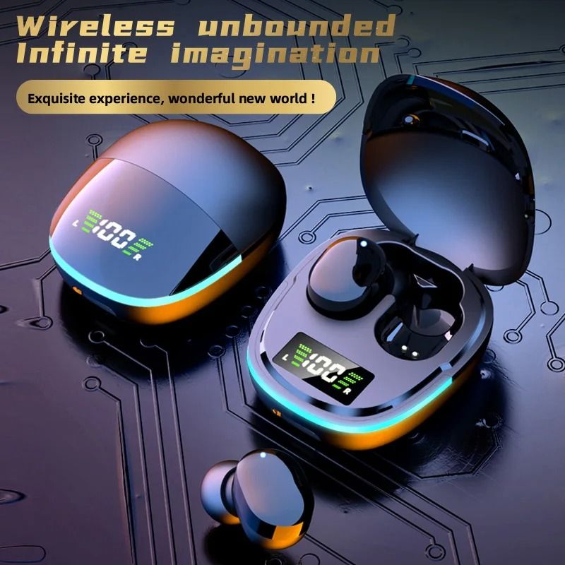 Wireless Bluetooth Earphones with LED Display and Noise Cancelling Mic