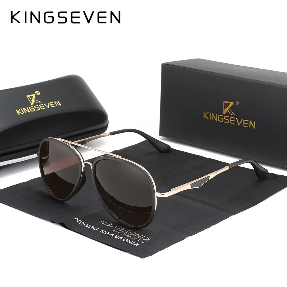 KINGSEVEN 2024 Classic Pilot Polarized Sunglasses – Men's Driving UV Protection Eyewear