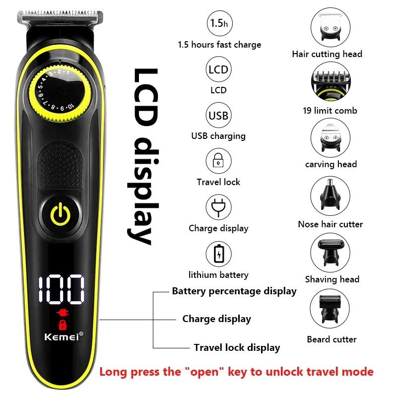 Kemei 5 in 1 Rechargeable Grooming Trimmer KM 696