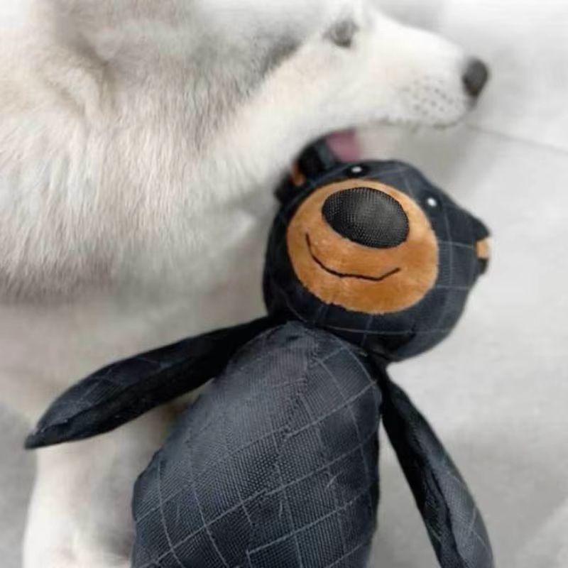 Plush Pet Squeaky Dog Toy – Robust Canvas Bear Interactive Pet Toy for Fun Play