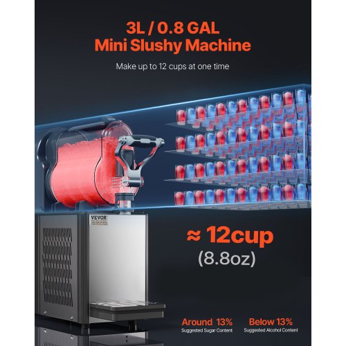 Commercial Slushy Machine Single Bowl Slush Drink Maker, Frozen Drink Machine with Temperature Control, Automatic Clean