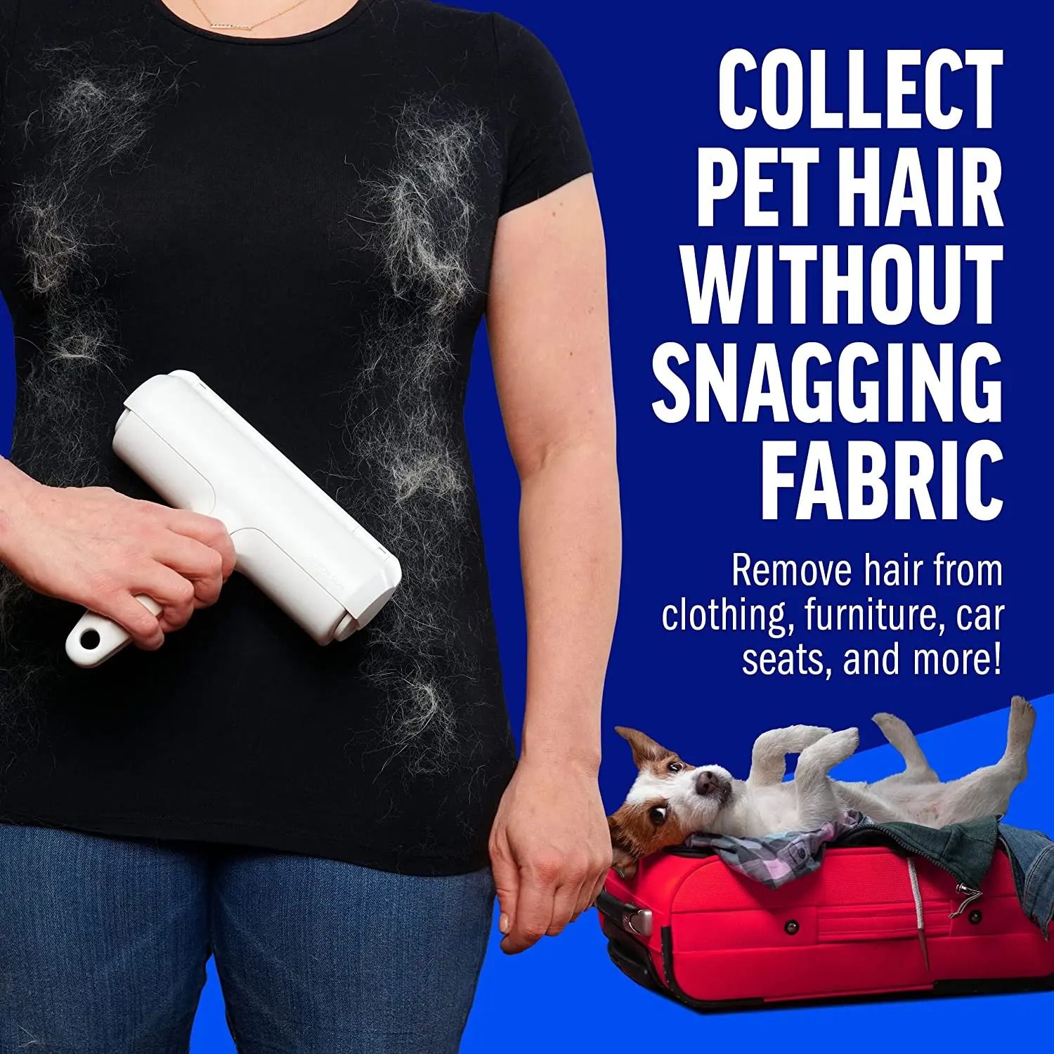 Pet Hair Remover Roller with Self Cleaning Base
