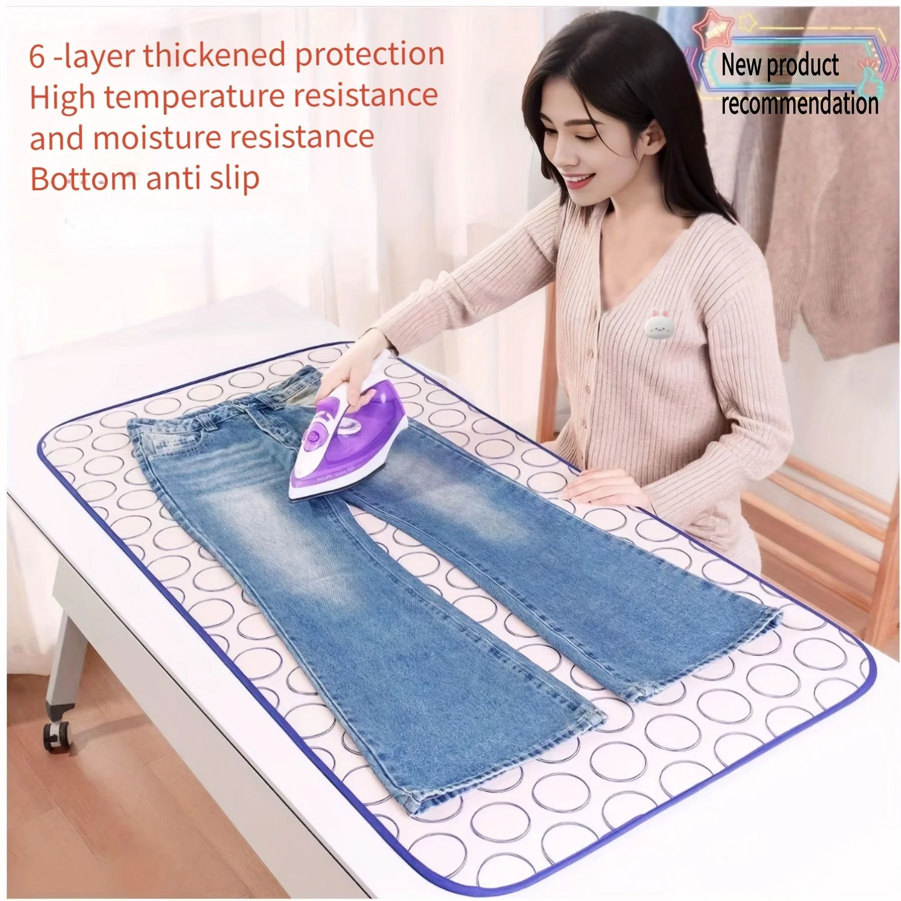 Portable High Temperature Ironing Mat and Insulated Pad