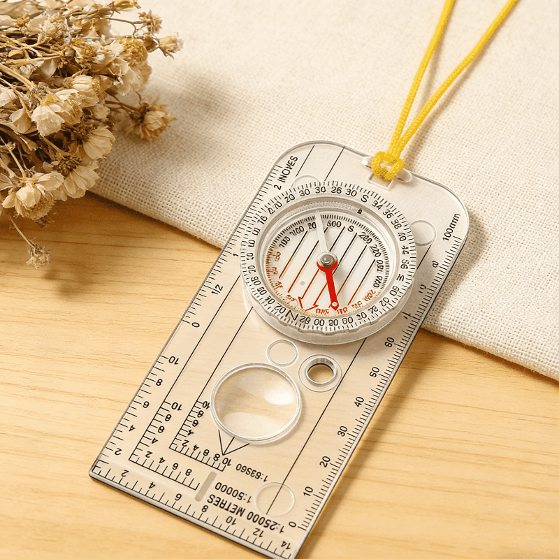 Multifunctional Map Compass Ruler for Hiking Navigation Outdoor Survival Tool