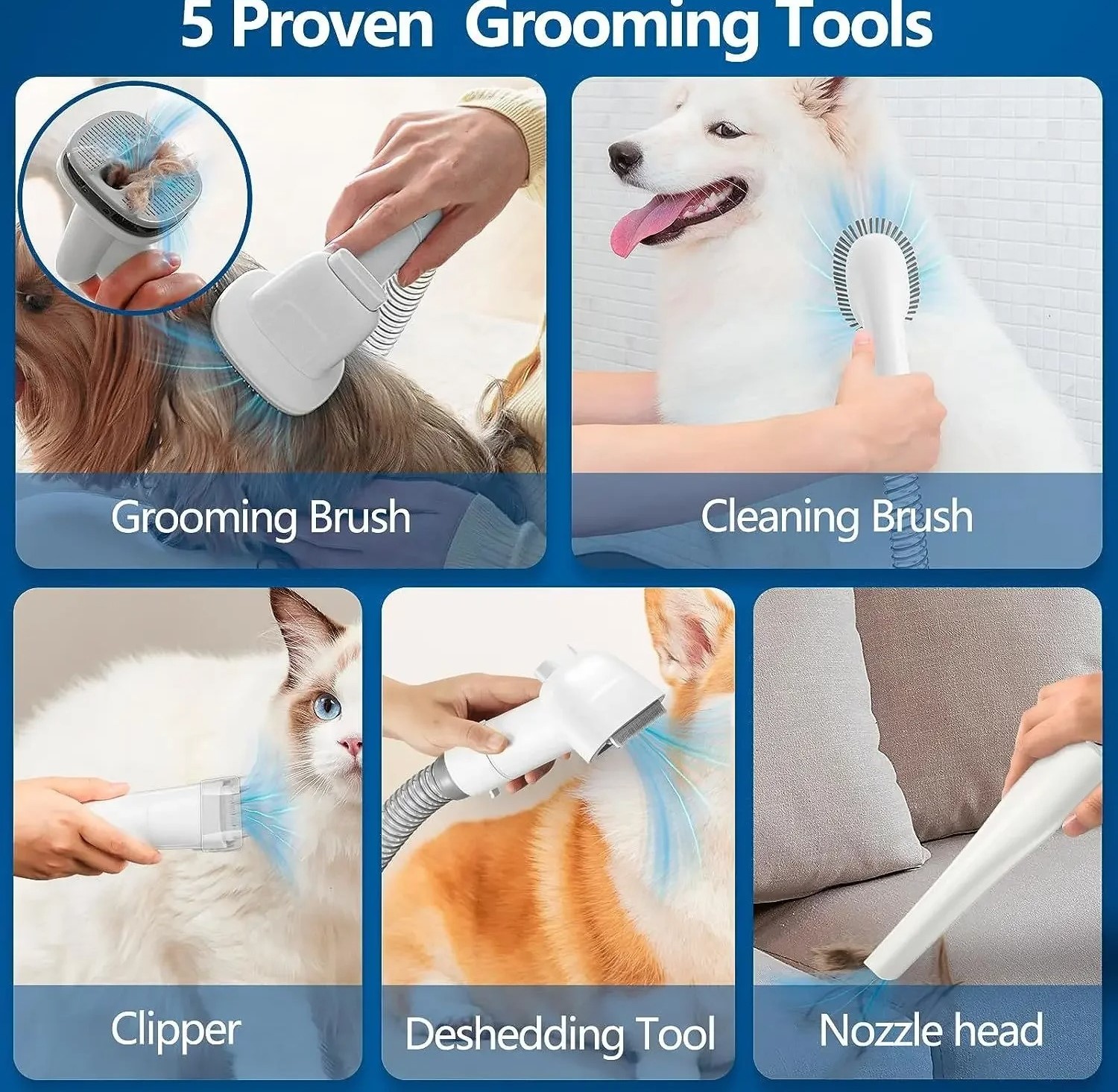 Advanced Pet Grooming Vacuum Kit – 2.3L Capacity, Quiet Dog & Cat Hair Remover