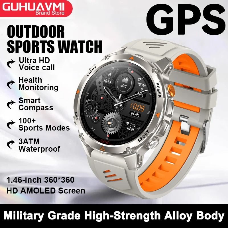 2025 GPS Map Navigation Smartwatch | AMOLED HD Display & Compass | Executive 3ATM Waterproof NFC Bluetooth Call System