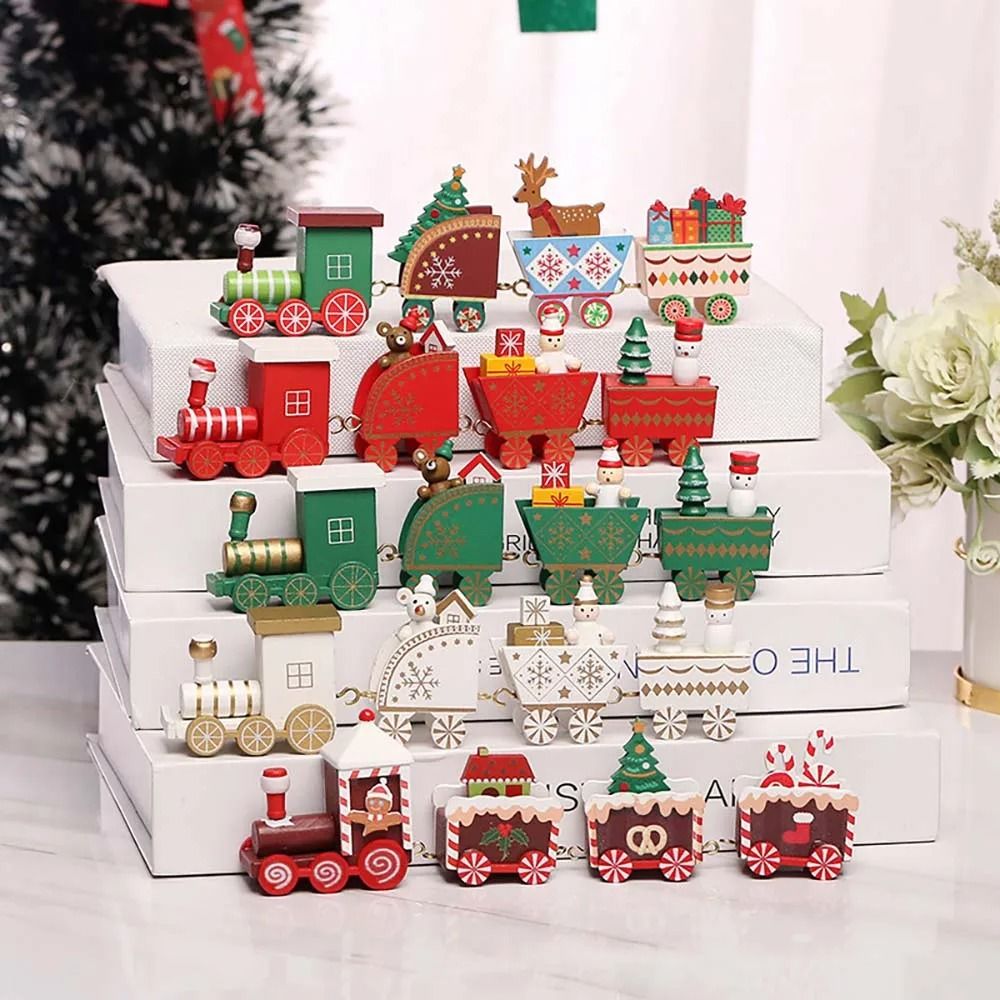 Christmas Wood Train Decoration Moving Ornament Home Holiday Gifts