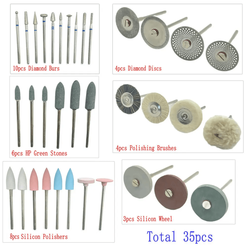 ProDent 35 Piece Diamond Burs and Polishing Kit for Dental and Ceramic Work