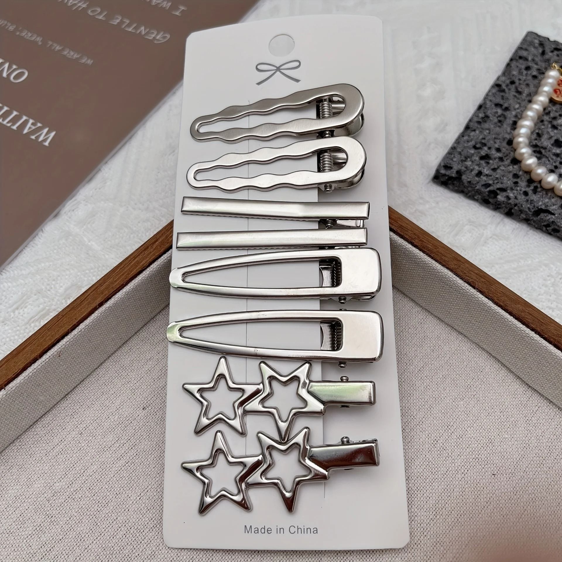 8pcs Elegant Silvery Hair Clips Set