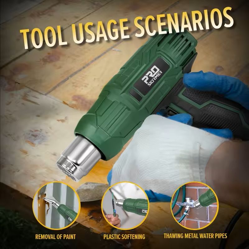 Electric Heat Gun with Adjustable Temperature and Nozzle Attachments