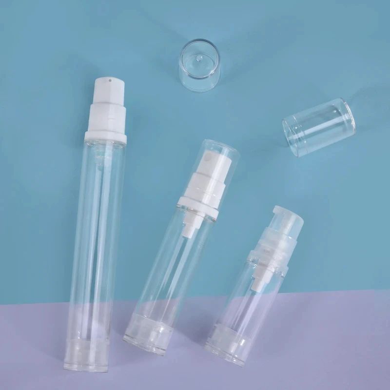 5-Piece Airless Pump Bottle Set (5ml/10ml/15ml) Leak-Resistant Refillable Travel Containers