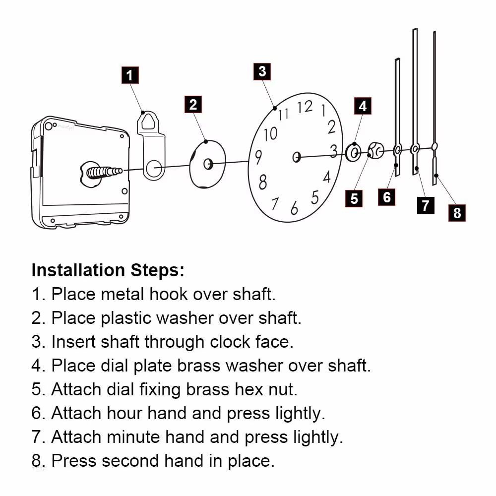 DIY Quartz Clock Movement Kit - Silent Wall Clock Mechanism with Long Shaft