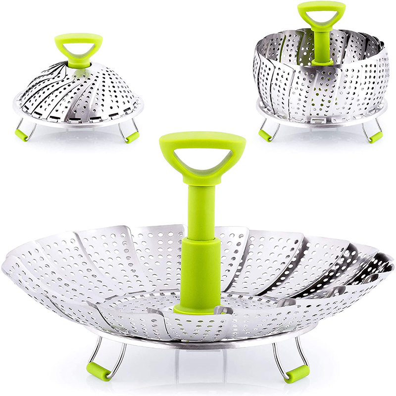 Stainless Steel 9Inch Lotus Steaming Tray Food Steamer Rack Folding Mesh Vegetable Fruit Steaming Basket Cooking