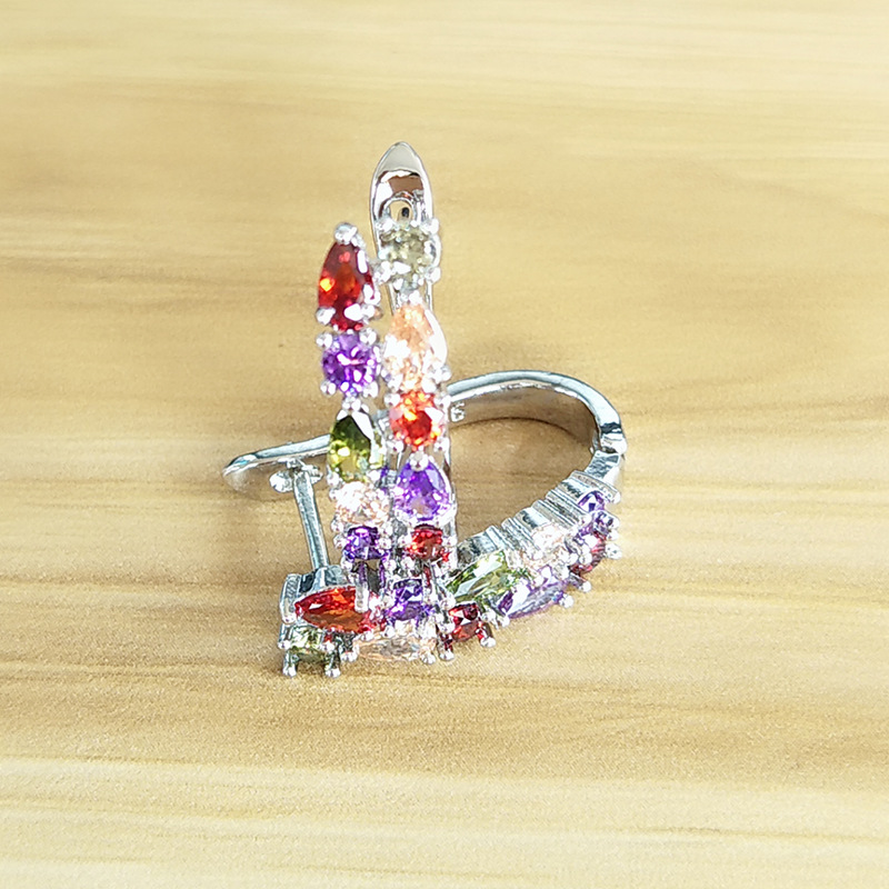 Wholesale 925 Silver Luxury Ear Studs: Sterling Silver Color Earrings with Flashy CZ Zircon - Affordable Women's Brincos
