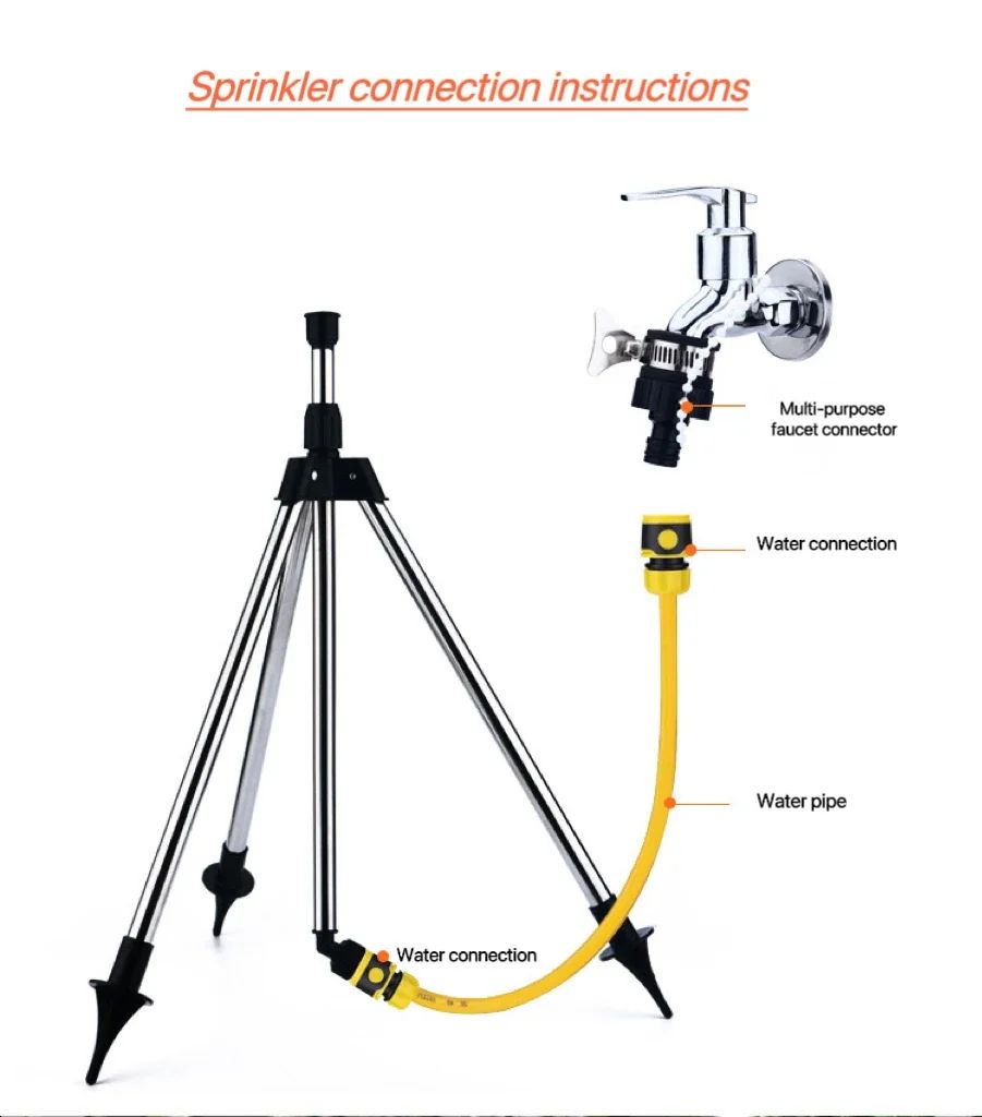 Premium 360° Automatic Rotating Tripod Garden Sprinkler Stand - Stainless Steel Irrigation & Lawn Watering Tool