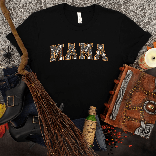 Ghost Mama Shirt Cute Spooky Halloween Mom Tee Boo Crew Fall Graphic Shirt