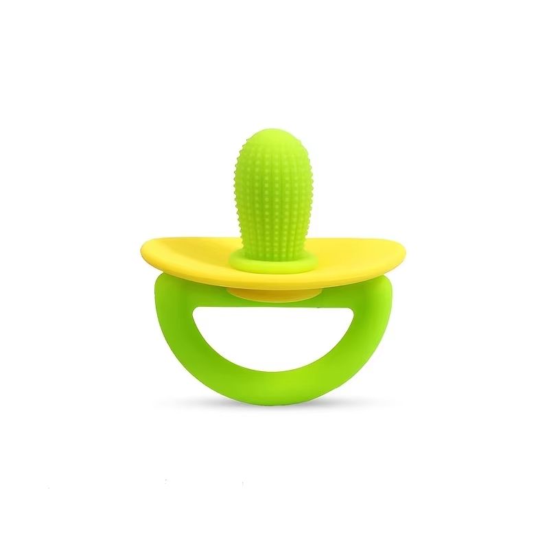 Soft Silicone Pacifier-Style Baby Teether Ring with Massage Dot