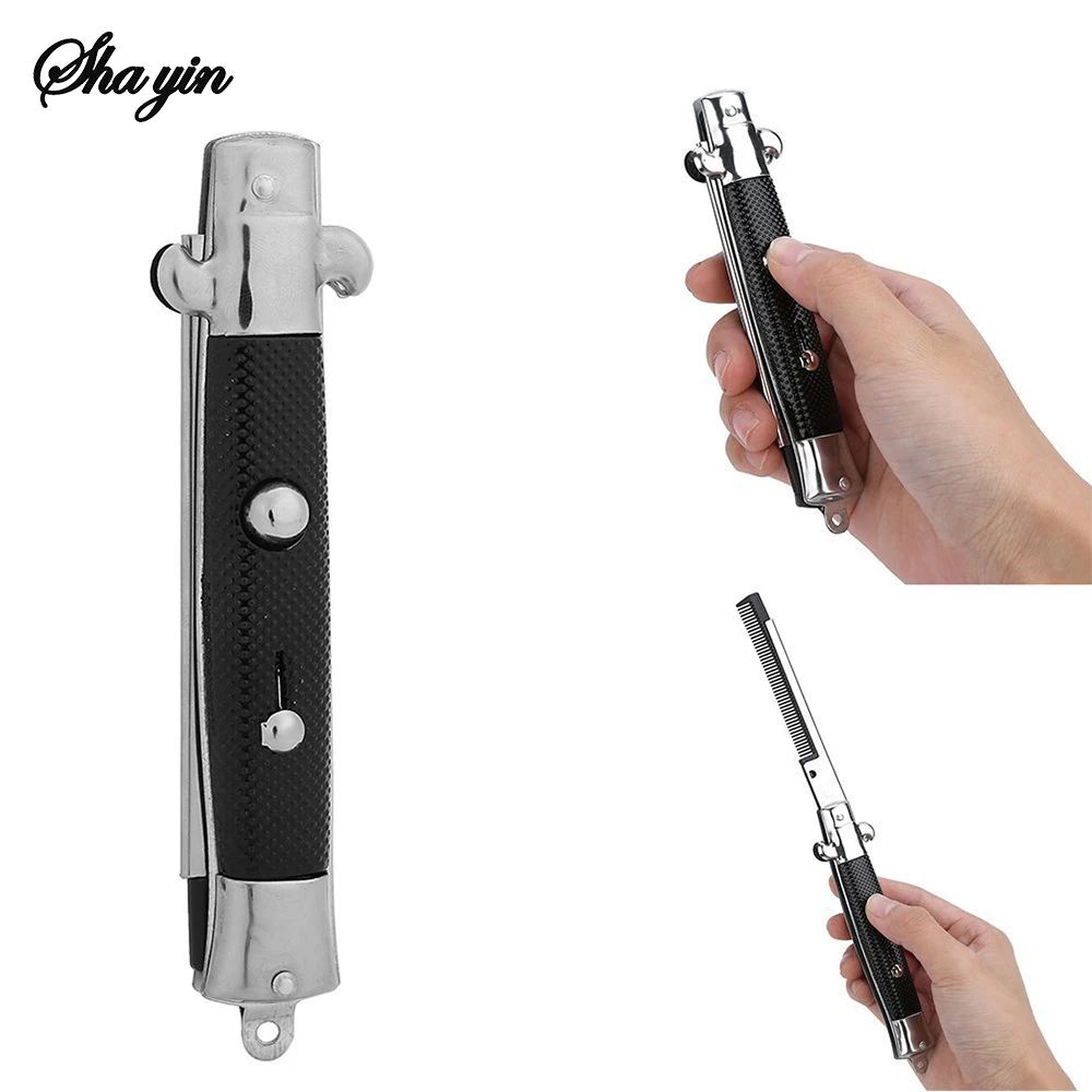 Folding Pocket Comb with Spring Clip | Beard Moustache Hair Comb for Men Women Barbershop Grooming & Pet Styling