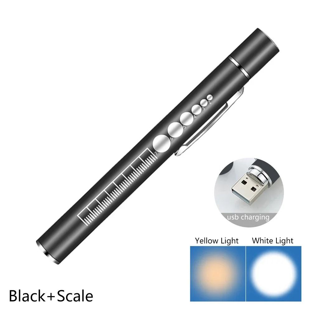 USB Rechargeable Medical Pen Light with Stainless Steel Clip Nursing Flashlight