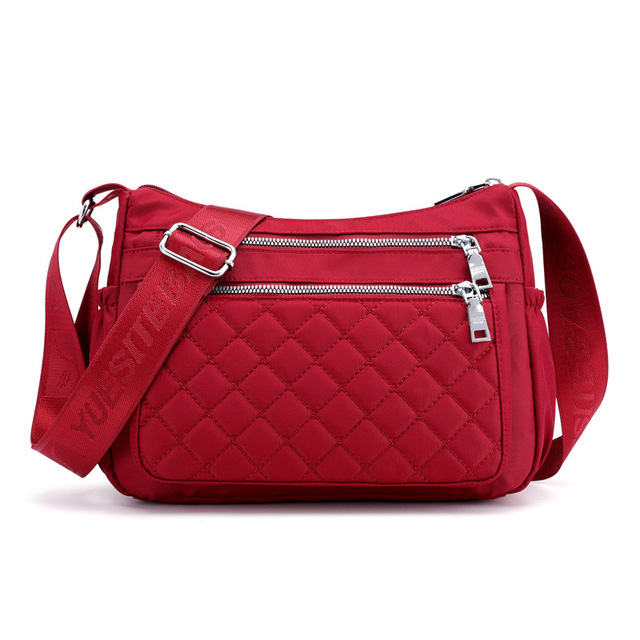 Womens Waterproof Nylon Shoulder Bag with Multi Pockets Stylish Travel Messenger Bag