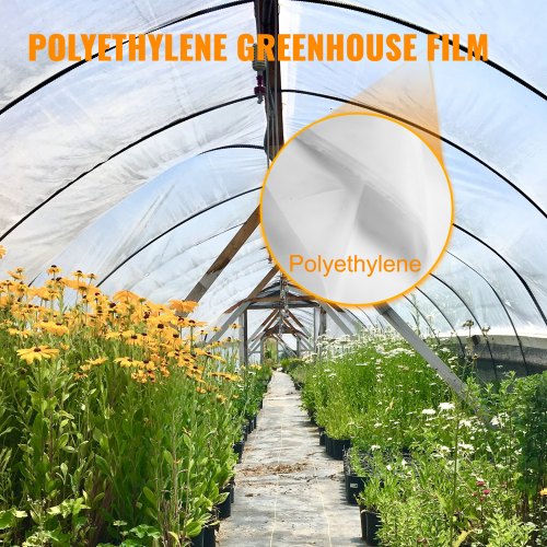 Greenhouse Polyethylene Film Mil, Clear Plastic Cover with UV Resistance, Tear-Proof Strength & Weather Protection