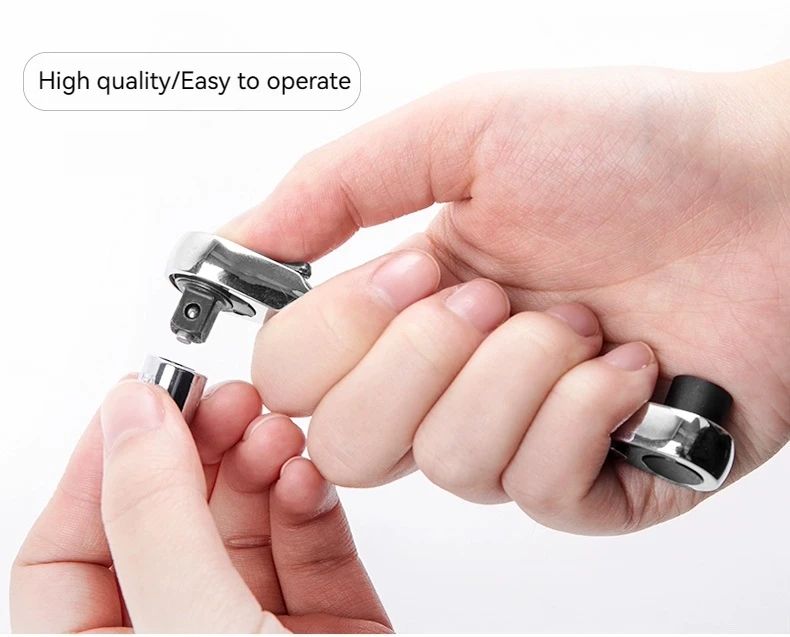 2-in-1 Compact Ratchet Wrench with Socket & Screwdriver Bits