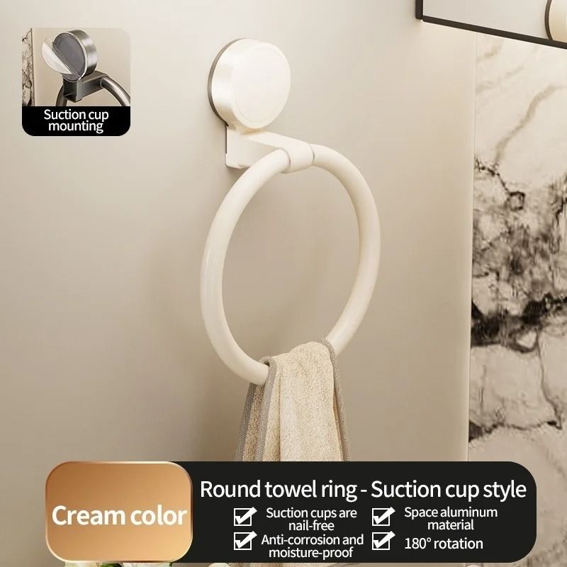 No Drill Suction Cup Towel Ring Wall Mount Hand Towel Holder