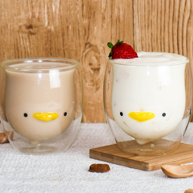 Creative Animal Glass Cup, Double Wall Insulated Mug, Bear Cat Dog Coffee Cup, Milk Juice Cup, Birthday Christmas Gift