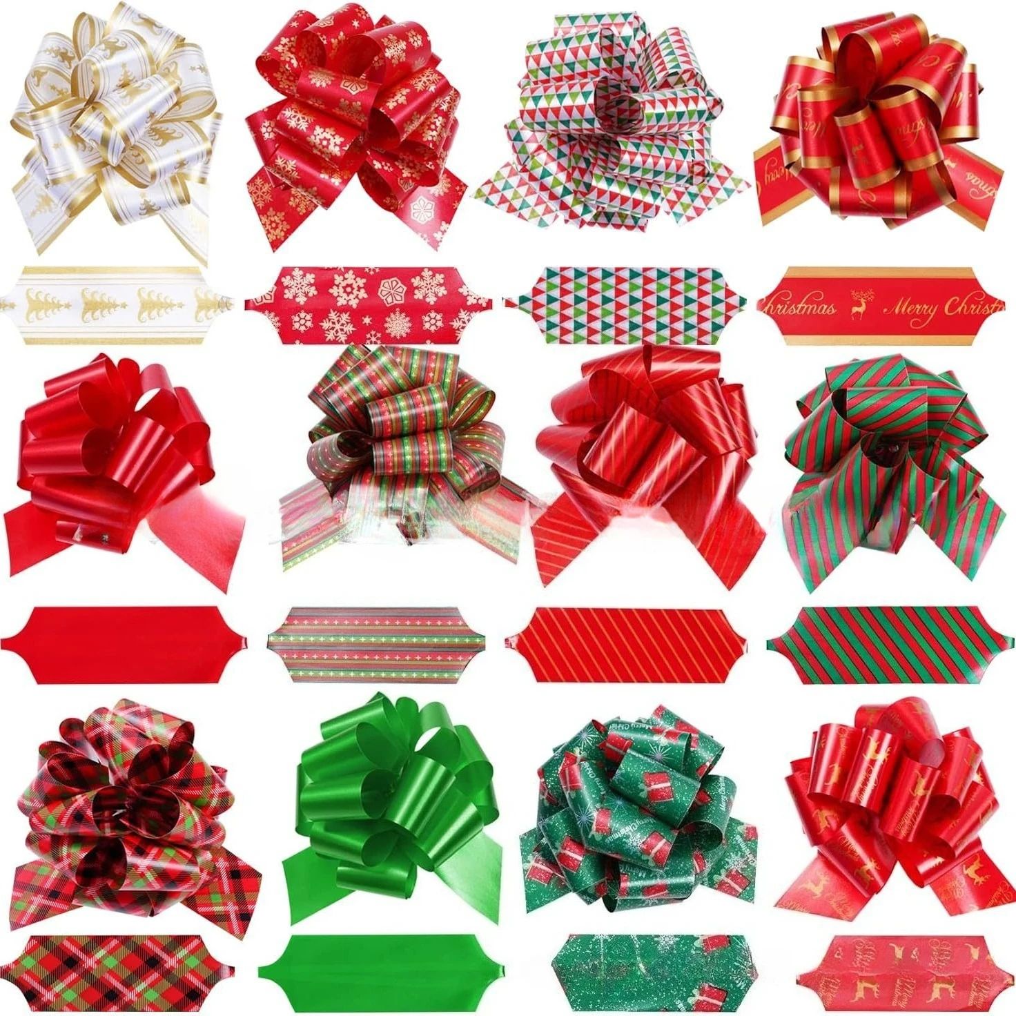 12pcs Random Design Festive Christmas Gift Bow Ribbon Ties