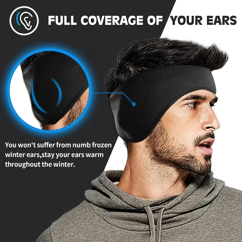Warm Fleece Earmuffs Headband Soft Windproof Ear Warmer Unisex Outdoor Sports Headbands Ideal for Skiing Running Cycling