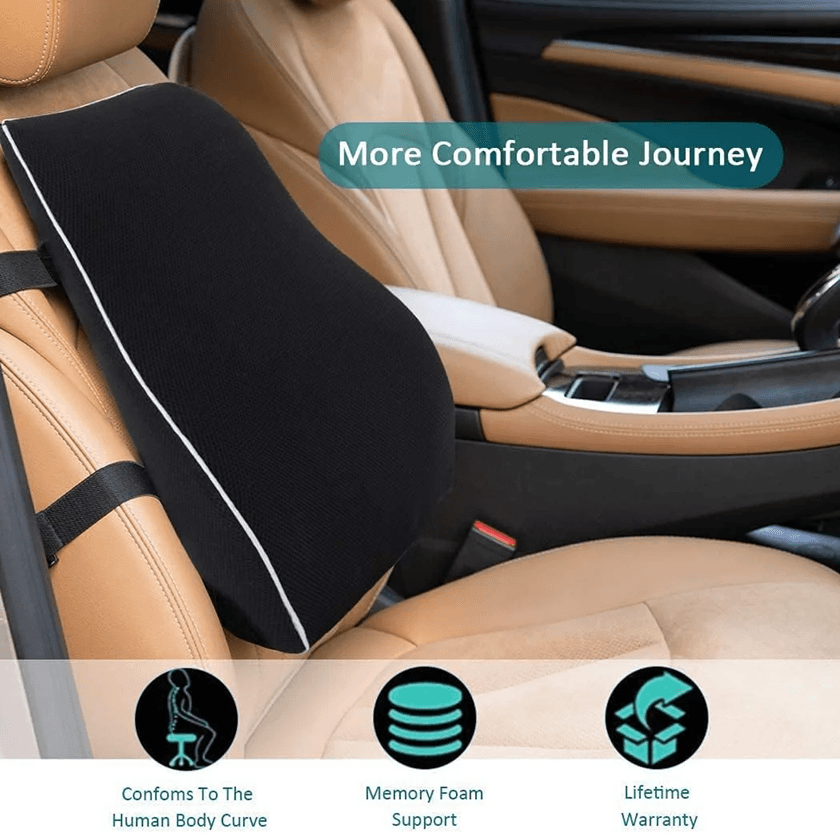 Memory Foam Lumbar Support Cushion Non Slip Back Support Pillow for Car Seat Office Chair