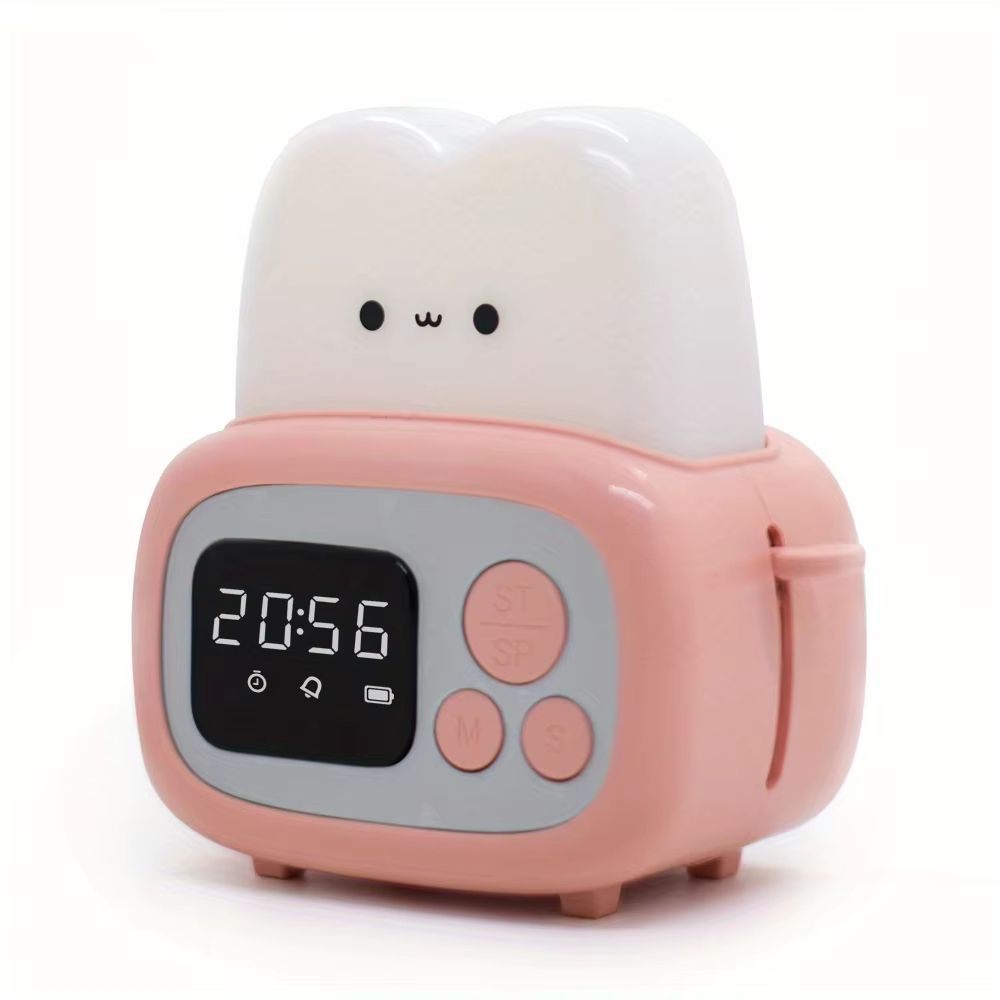 Cute Bread Night Light Alarm Clock USB Dimmable Sleep Companion