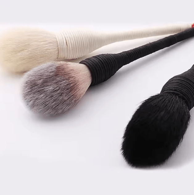 ArtisanBlend Goat Hair Makeup Brush Set Rattan Handle Professional Face and Powder Brushes